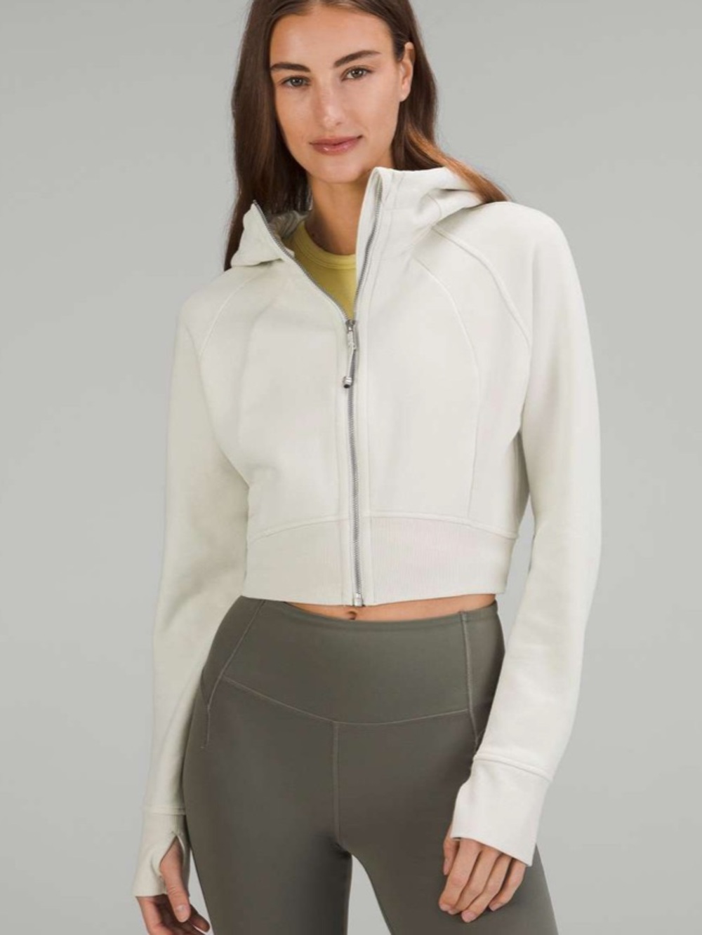NEW Lululemon Scuba Full-Zip Cropped Hoodie Bone Size 6